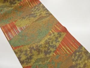 萬葉製 道長取りに花葉模様織出し名古屋帯